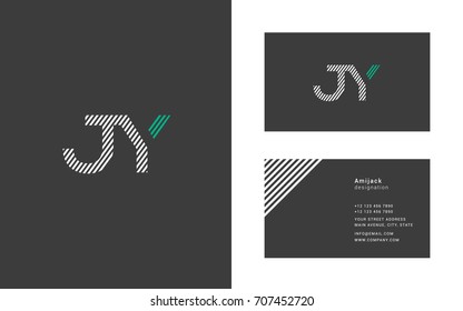 J Y joint logo design vector element with business card template