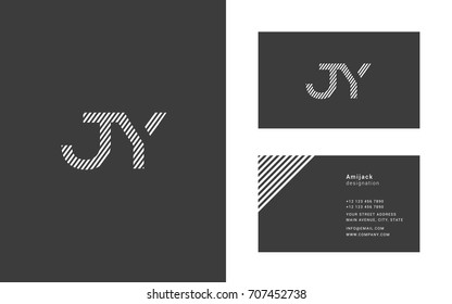 J Y joint logo design vector element with business card template