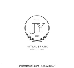 J Y JY Beauty vector initial logo, handwriting logo of initial signature, wedding, fashion, jewerly, boutique, floral and botanical with creative template for any company or business.