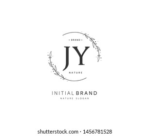 J Y JY Beauty vector initial logo, handwriting logo of initial signature, wedding, fashion, jewerly, boutique, floral and botanical with creative template for any company or business.