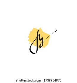 J y Jy initial logo handwriting template vector