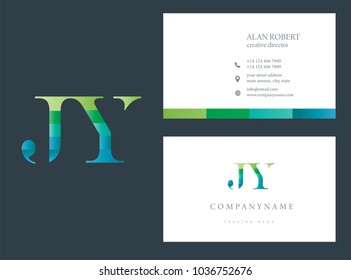 J & Y multicolor joint Letters Logo Icon with business card template