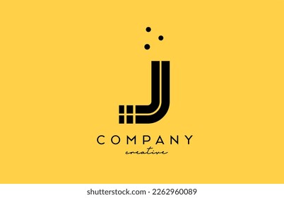 J yellow black alphabet letter logo with lines and dots. Corporate creative template design for business and company