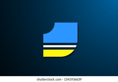 J yellow blue bold logo letter alphabet for company icon design. Suitable as a logotype for corporate or business