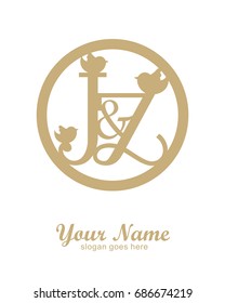 J Z initial wedding decorative logo template