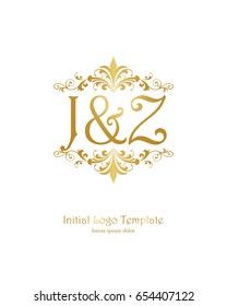 J & Z initial wedding logo template vector