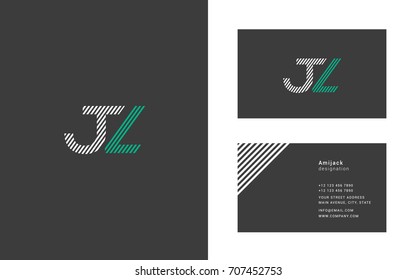 J Z  joint logo design vector element with business card template