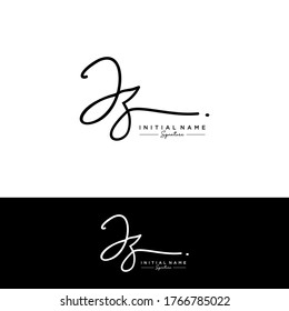 J Z JZ Escritura manuscrita inicial y logotipo de la firma.