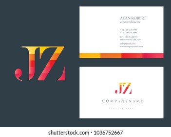 J & Z multicolor joint Letters Logo Icon with business card template