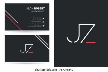 J & Z stroke joint logo vector with business card template