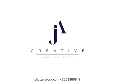 JA abstract minimalist letters Logo Monogram. It is a minimalist logo, this logo is made by combining two letters