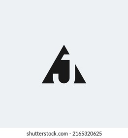 JA or AJ monogram logo. J letter inside triangle shape. Black and white