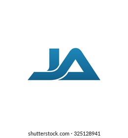 JA company linked letter logo blue