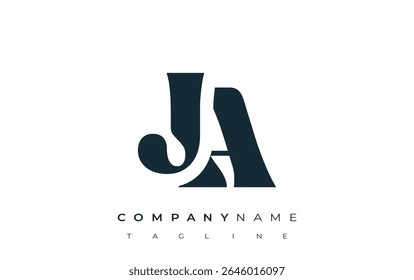JA Creative Abstract Typography Logo Design. Elegant logo combining bold typography and creative shapes, ideal for branding and identity solutions.