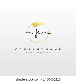 JA handwriting initial logo template vector.