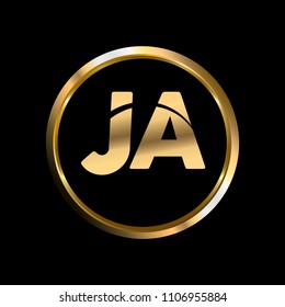 JA initial circle company logo gold black background