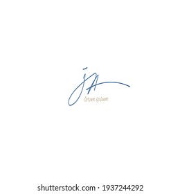 JA Initial handwriting or handwritten logo for identity with beauty monogram and elegant logo design