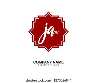 JA Initial Handwriting Logo Template Vector