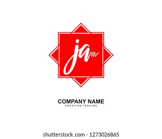 JA Initial Handwriting Logo Template Vector
