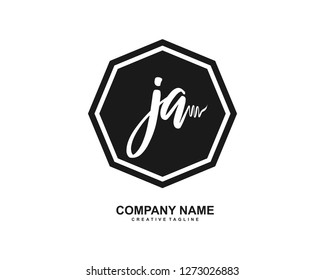 JA Initial Handwriting Logo Template Vector