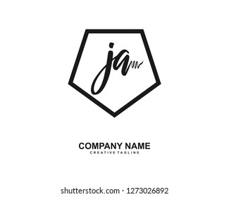 JA Initial Handwriting Logo Template Vector