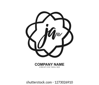 JA Initial Handwriting Logo Template Vector
