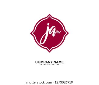 JA Initial Handwriting Logo Template Vector