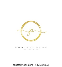 JA initial handwriting logo template vector