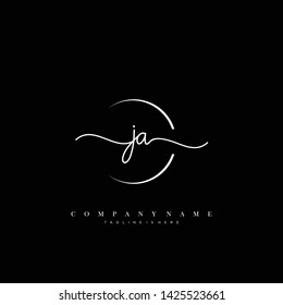 JA initial handwriting logo template vector