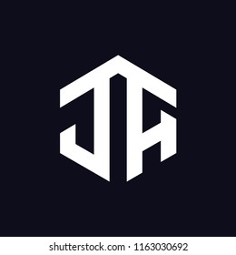 JA Initial letter hexagonal logo vector