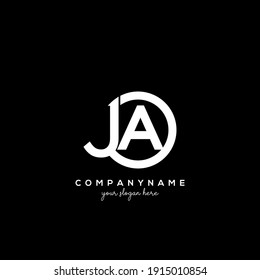 JA Initial letter logo inside circle shape inside rounded black monogram