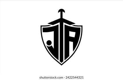 JA initial letter shield icon gaming logo design vector. batman, sports logo, monogram, shield, war game, symbol, playing logo, abstract, fighting, typography, icon, minimal, premier league, club logo