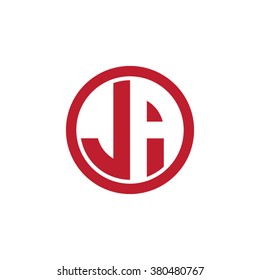 JA initial letters circle business logo red
