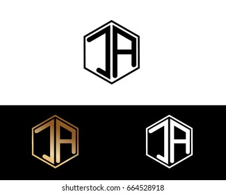 JA initial letters linked with hexagon shape logo

