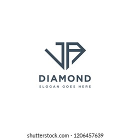 JA Initial Letters Logo Design with Diamond Shape for Jewelry Company Store