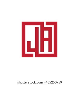 JA initial letters looping linked square logo red