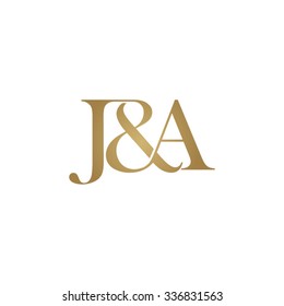 J&A Initial Logo. Ampersand Monogram Golden Logo