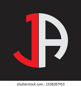 JA Initial Logo design Monogram Isolated on black background