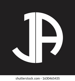 JA Initial Logo design Monogram Isolated on black and white