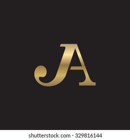 JA initial monogram golden logo