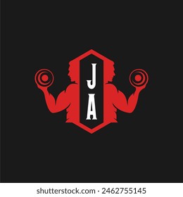 JA initials fitness sport gym logo design vector