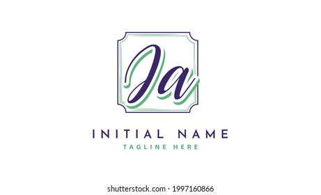 JA Initials, handwriting logo vector