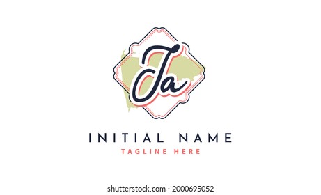 JA Initials, handwriting logo vector