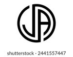 JA initials logo circle vector template black color