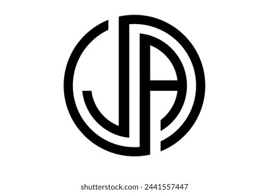 JA initials logo circle vector template black color