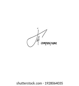 Ja aislado fondo blanco inicial vector elegante firma de escritura a mano para identidad