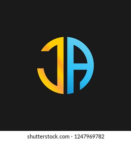 JA or J A letter alphabet logo design in vector format.