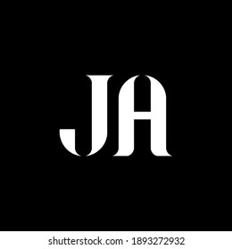 JA J A letter logo design. Initial letter JA uppercase monogram logo white color. JA logo, J A design. JA, J A