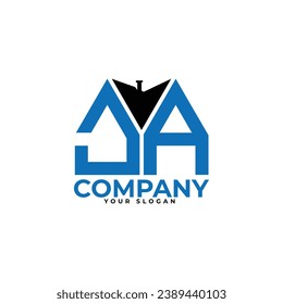 Letra JA diseño creativo del logo vectorial de la propiedad inmobiliaria.