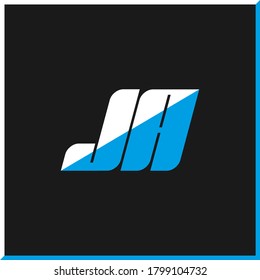Diseño del logo de la carta JA sobre fondo negro. El concepto del logo de la carta creativa JA iniciales. diseño de iconos ja. Diseño de iconos de letras blancas y azules sobre fondo negro. J A